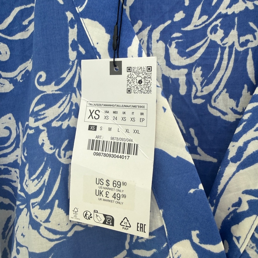 Zara New with Tags Blue Floral Maxi Dress - Picture 7 of 10